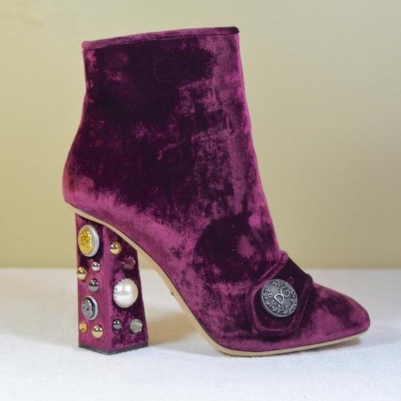 Purple Embellished Heel Ankle Boots/Booties - Picture 6 of 9